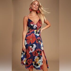 Lulu's Vibrant Floral Midi Dress